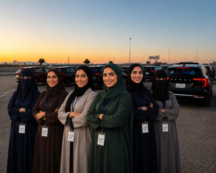 فريق كابتن طاط أمام سيارات الشركة