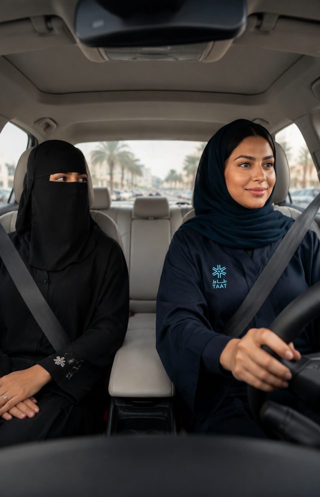 كابتن طاط مع راكبة داخل السيارة